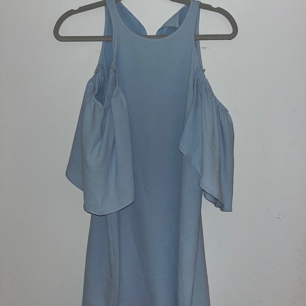 Short shoulder dress light blue